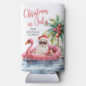 Kerst op het strand in juli seltzer blikjeskoeler (Achterkant)