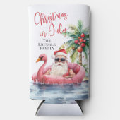 Kerst op het strand in juli seltzer blikjeskoeler (Voorkant)