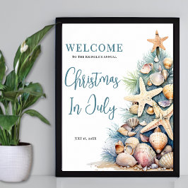 Kerst op het Strand is Juli Welkom Bord Poster