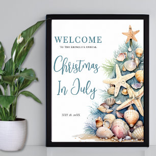 Kerst op het Strand is Juli Welkom Bord Poster