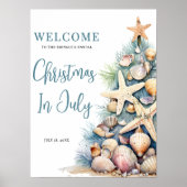 Kerst op het Strand is Juli Welkom Bord Poster (Voorkant)