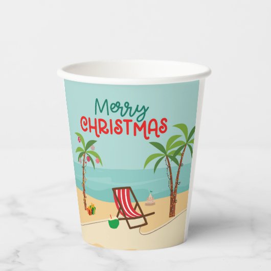 Kerst op het strand papieren bekers (Voorkant)