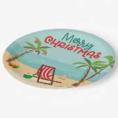 Kerst op het strand papieren bordje (Gekanteld)
