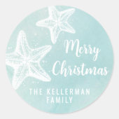 Kerst op het strand ronde sticker (Voorkant)