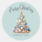Kerst op het strand ronde sticker (Voorkant)