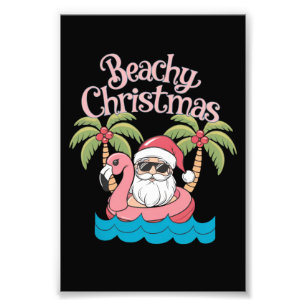 Kerst op het strand Tropische vakantie Kerstman St Foto Afdruk