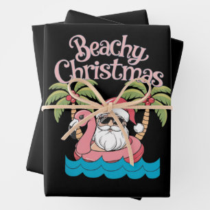 Kerst op het strand Tropische vakantie Kerstman St Inpakpapier Vel