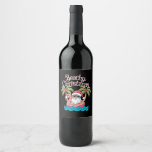 Kerst op het strand Tropische vakantie Kerstman St Wijn Etiket