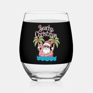 Kerst op het strand Tropische vakantie Kerstman St Wijnglas Zonder Voet