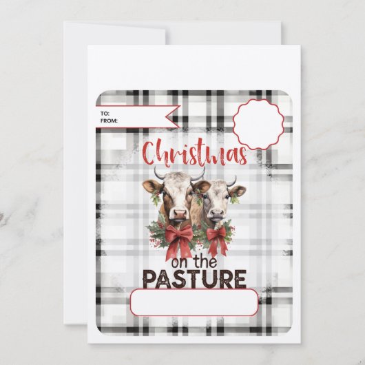 Kerst op het weiland geld feestdagenkaart (Voorkant)
