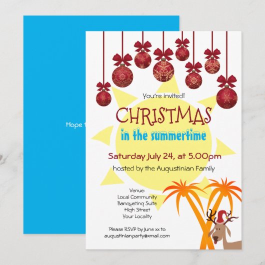 Kerst op het zomerfeest kaart (Voorkant / Achterkant)