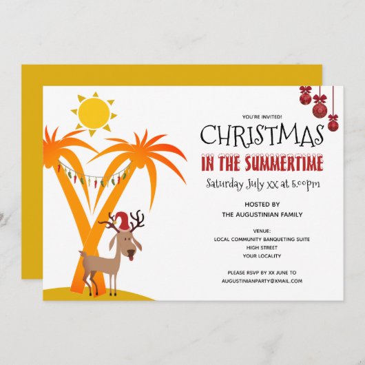 Kerst op het zomerfeest kaart (Voorkant / Achterkant)