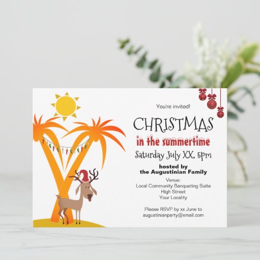 Kerst op het zomerfeest kaart (Staand voorkant)