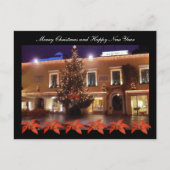 Kerst op La Piazzetta van Capri met poinsettia Feestdagenkaart (Voorkant)