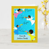 Kerst op maat met multiculturele engelen kaart (Gele Bloem)