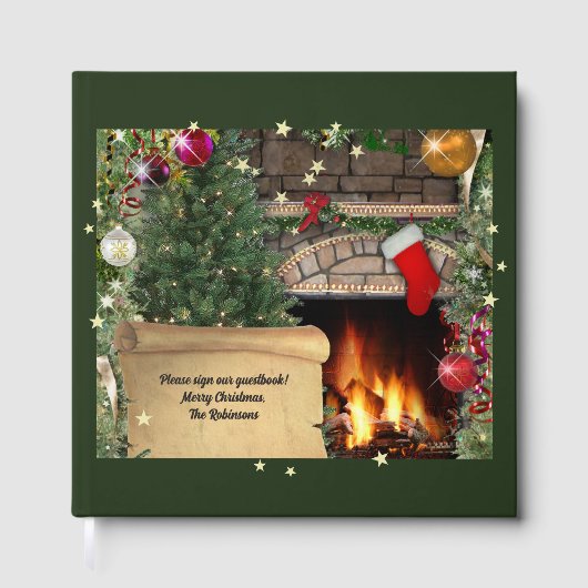 Kerst open haard (aanpasbaar) gastenboek (Voorkant)