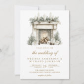 Kerst open haard boog alles in een QR-code bruilof Kaart (Voorkant)