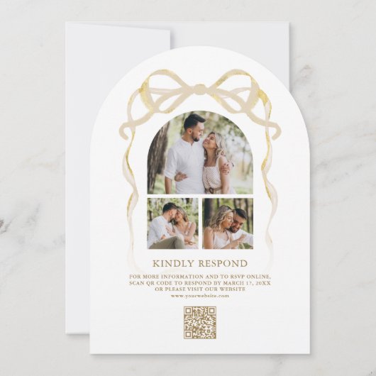 Kerst open haard boog foto QR Code boog bruiloft Kaart (Achterkant)