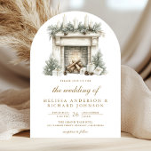 Kerst open haard boog foto QR Code boog bruiloft Kaart