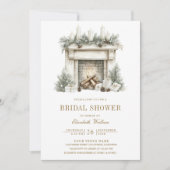 Kerst open haard boog QR Code Vrijgezellenfeest Kaart (Voorkant)