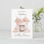 Kerst open haard Buren Vakantie Kaart (Staand voorkant)