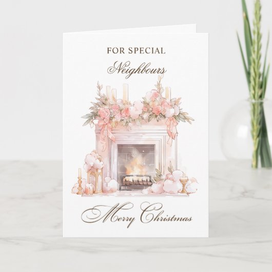 Kerst open haard Buren Vakantie Kaart (Voorkant)