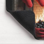 Kerst open haard met zak van steenkool muismat (Hoek)