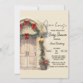 Kerst open huis bewerkbaar sjabloon baby shower kaart (Voorkant)