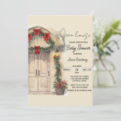 Kerst open huis bewerkbaar sjabloon baby shower kaart (Staand voorkant)