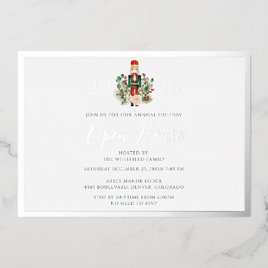 Kerst Open Huis Feest Folie Uitnodiging (Voorkant)