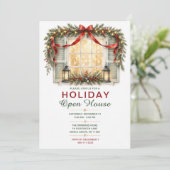 Kerst Open Huis Feest Kaart (Staand voorkant)