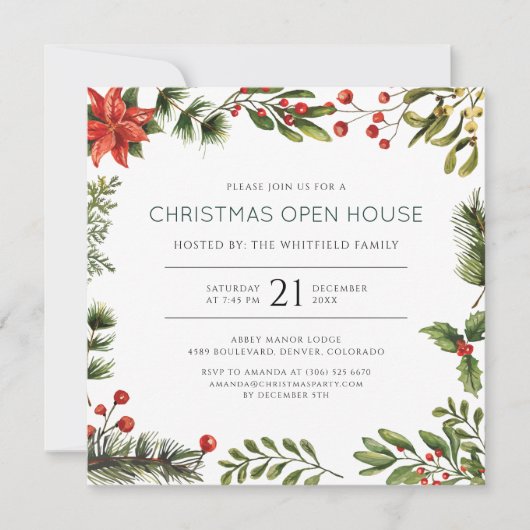 Kerst Open Huis Feest Uitnodiging (Voorkant)