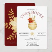 Kerst Open Huis Gouden Kerst Ornament Kaart (Voorkant / Achterkant)