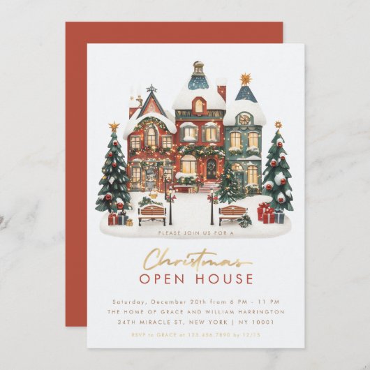 Kerst Open Huis Kerstvakantie uitnodiging (Voorkant / Achterkant)