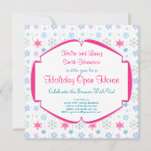 Kerst Open Huis Kleurrijke Sneeuwvlokken Kaart (Achterkant)