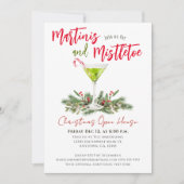 Kerst Open Huis Martinis & Mistletoe Party Kaart (Voorkant)