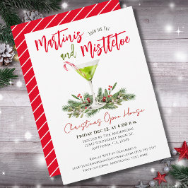 Kerst Open Huis Martinis & Mistletoe Party Kaart