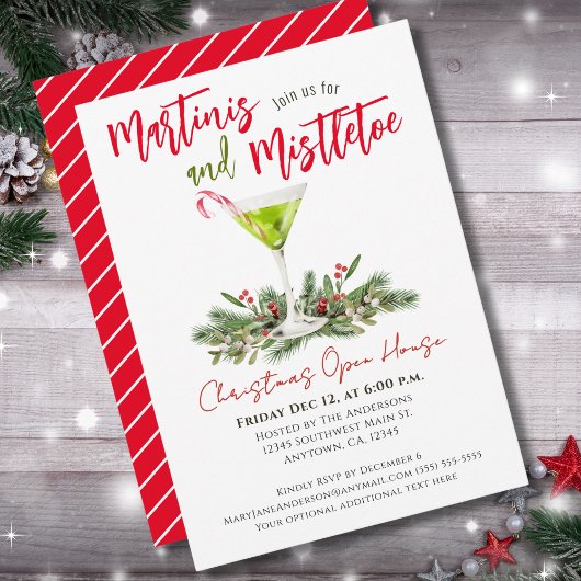 Kerst Open Huis Martinis & Mistletoe Party Kaart