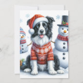 Kerst Open Huis met Border Collie & Sneeuwman Kaart (Achterkant)