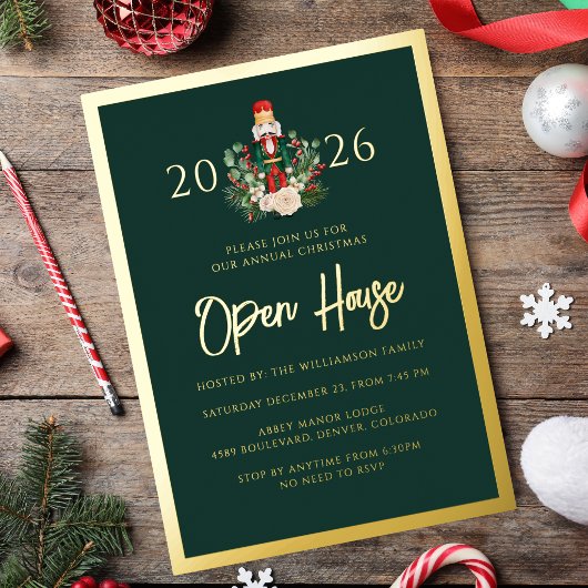 Kerst Open Huis Notenkraker Kerstfeest Folie Uitnodiging