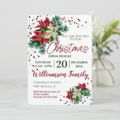 Kerst Open Huis Poinsettia Bloem Kaart (Staand voorkant)