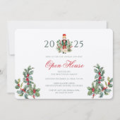 Kerst Open Huis Rode Bessen Groene Takken Kaart (Voorkant)