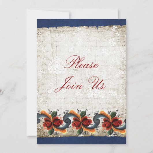 Kerst Open Huis  Rosemaling Kaart (Voorkant)