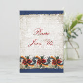 Kerst Open Huis  Rosemaling Kaart (Staand voorkant)