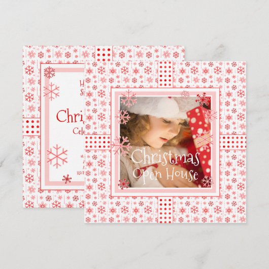 Kerst Open Huis Snowflake Foto Sjabloon Kaart (Voorkant / Achterkant)
