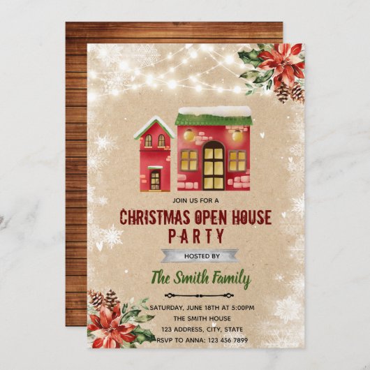 Kerst open huis uitnodiging (Voorkant / Achterkant)