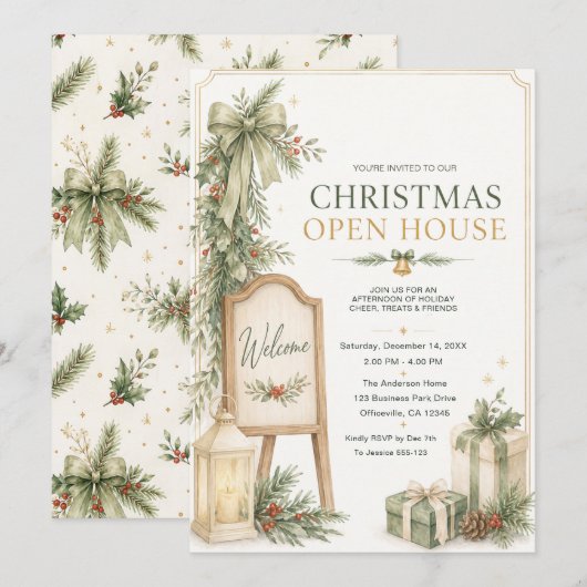 Kerst Open Huis Uitnodiging (Voorkant / Achterkant)