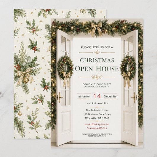 Kerst Open Huis Uitnodiging (Voorkant / Achterkant)