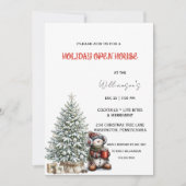Kerst Open Huis Uitnodiging | Geruite Feest (Voorkant)