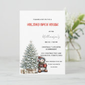 Kerst Open Huis Uitnodiging | Geruite Feest (Staand voorkant)